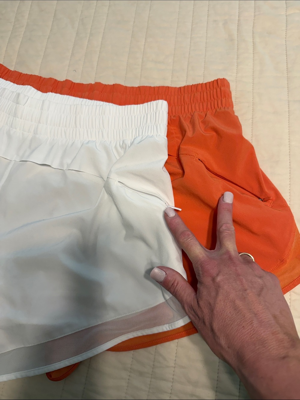 Athleta Women's Athletic Shorts — White & Orange Two-Pack - Picture 3 of 4